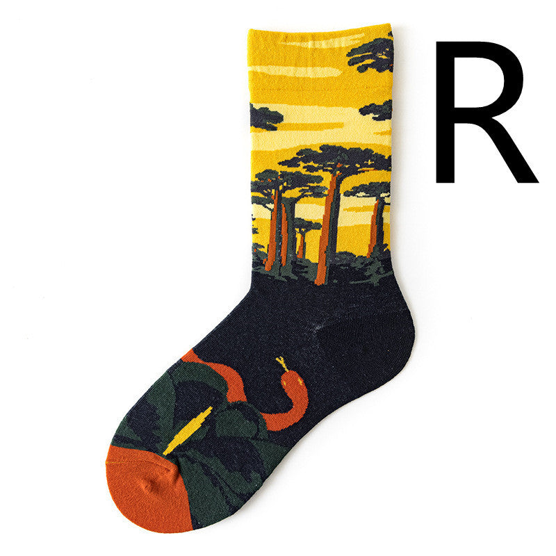 Cotton Adult Stockings Mens Retro Trendy Socks