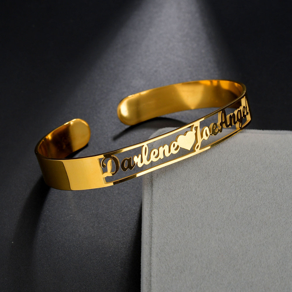 Customized Name Bracelet Personalized Custom Bangles Stainless Steel Jewelry AuraRitmo