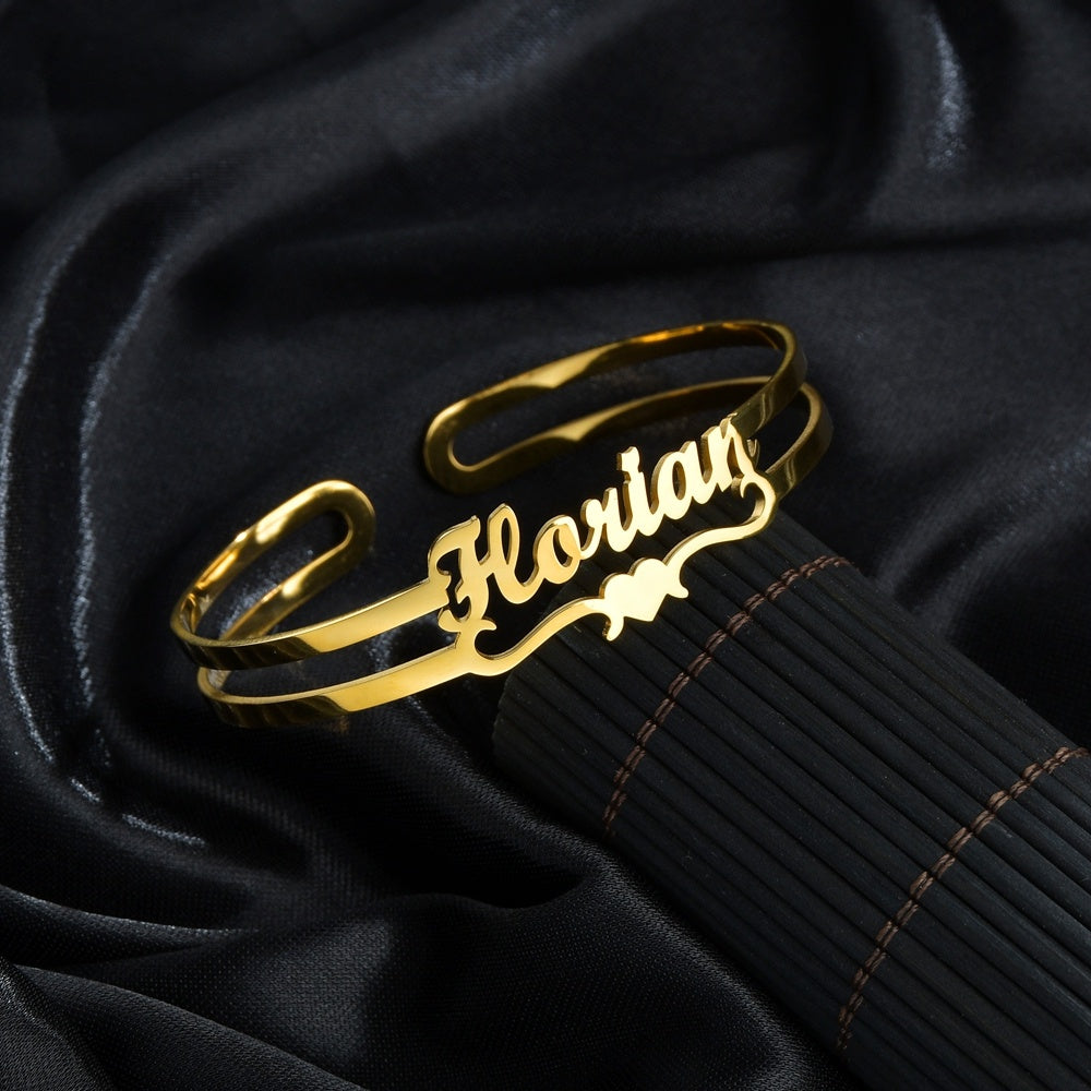 Customized Name Bracelet Personalized Custom Bangles Stainless Steel Jewelry AuraRitmo