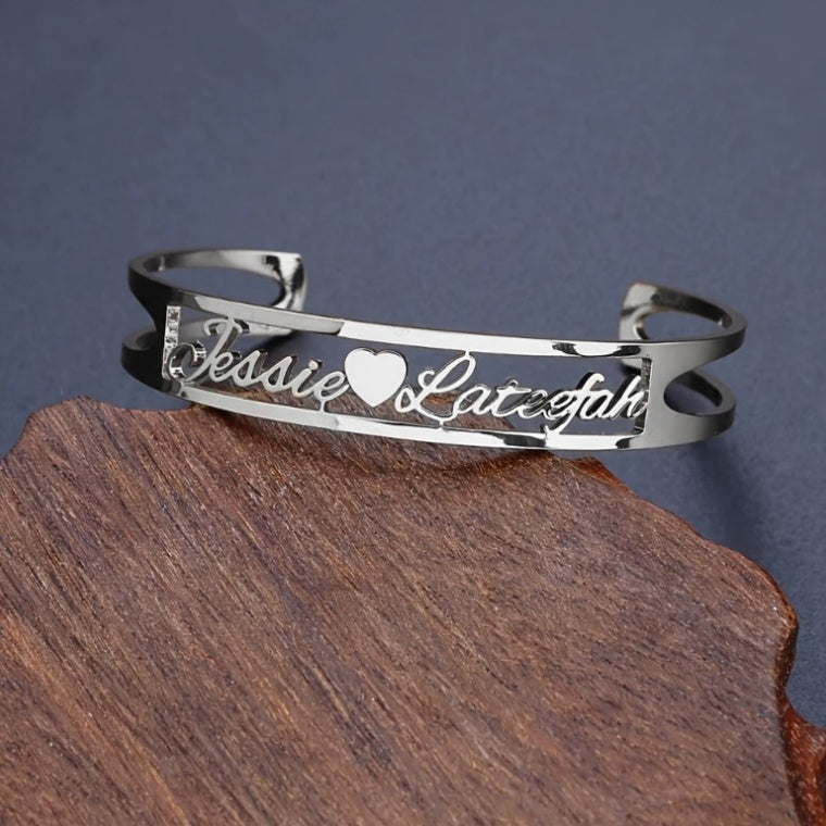 Customized Name Bracelet Personalized Custom Bangles Stainless Steel Jewelry AuraRitmo