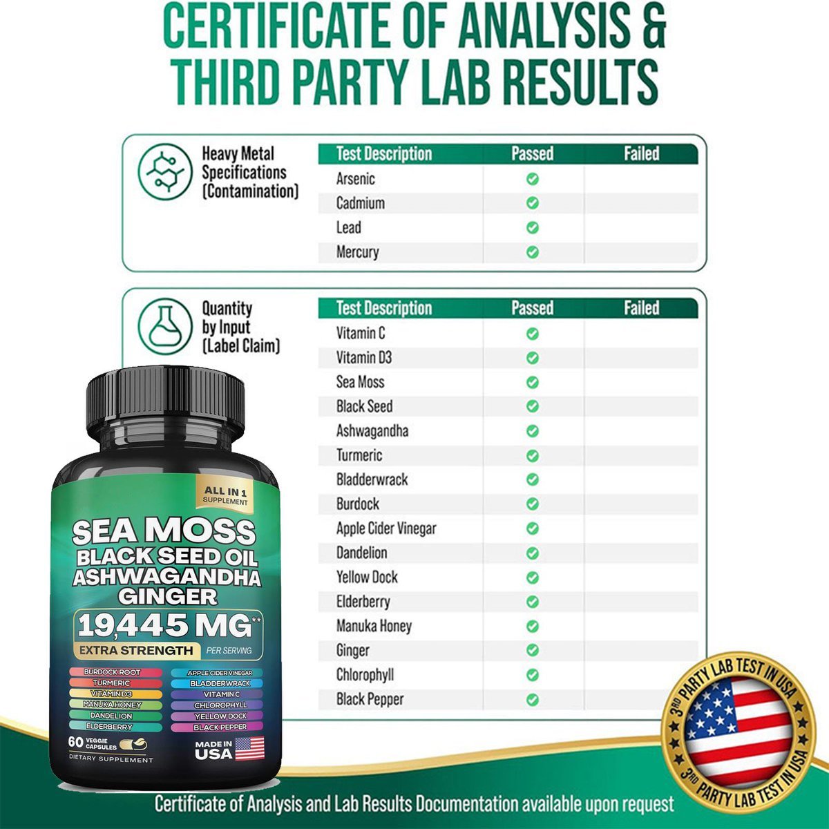 Seaweed Capsules 60 Capsules Per Bottle