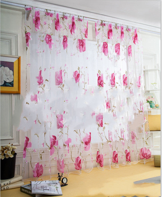 Curtain Curtain Gauze Ink Big Flower Partition