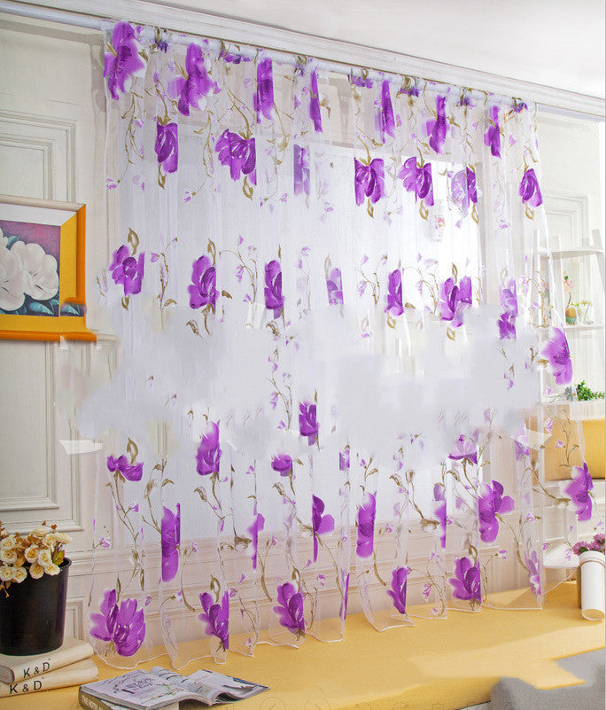 Curtain Curtain Gauze Ink Big Flower Partition