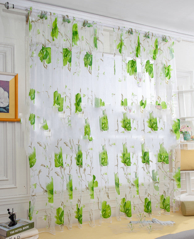 Curtain Curtain Gauze Ink Big Flower Partition