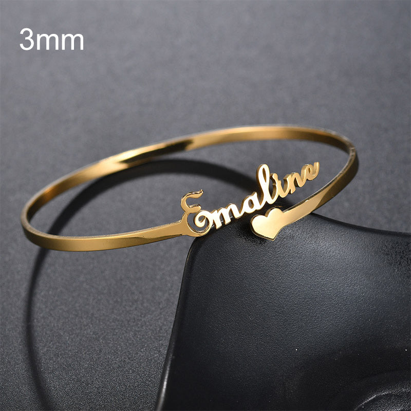 Customized Name Bracelet Personalized Custom Bangles Stainless Steel Jewelry AuraRitmo
