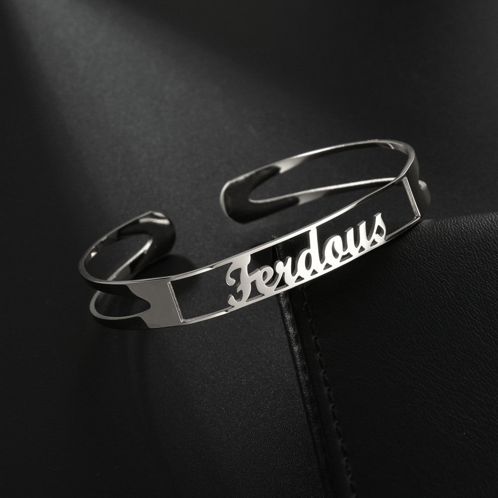 Customized Name Bracelet Personalized Custom Bangles Stainless Steel Jewelry AuraRitmo