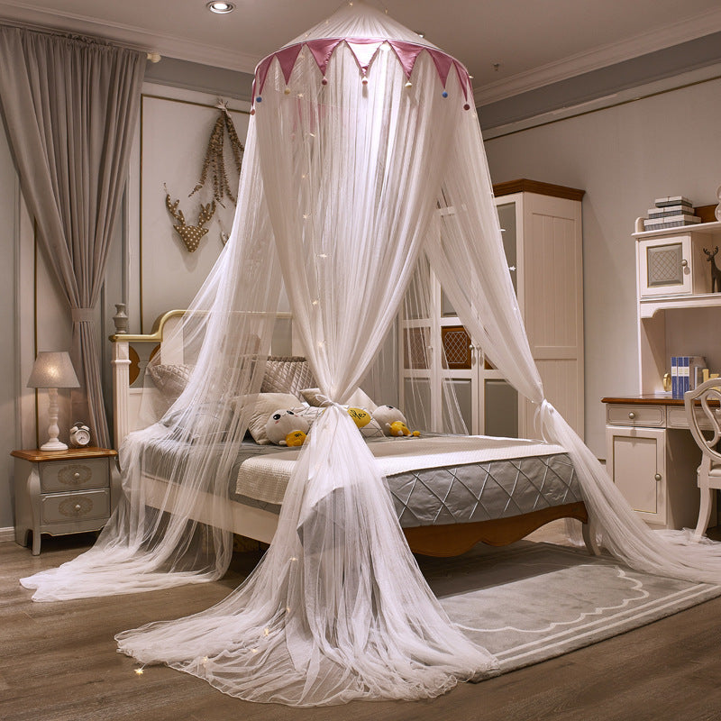 Triangular Ceiling Fur Ball Dome Ceiling Suction Top Mosquito Net Bed Curtain AuraRitmo