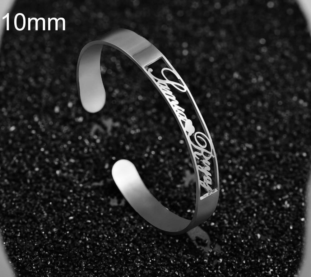 Customized Name Bracelet Personalized Custom Bangles Stainless Steel Jewelry AuraRitmo