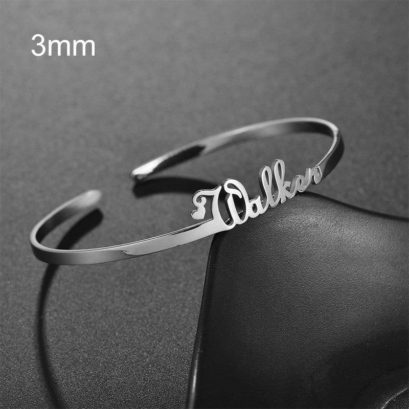 Customized Name Bracelet Personalized Custom Bangles Stainless Steel Jewelry AuraRitmo