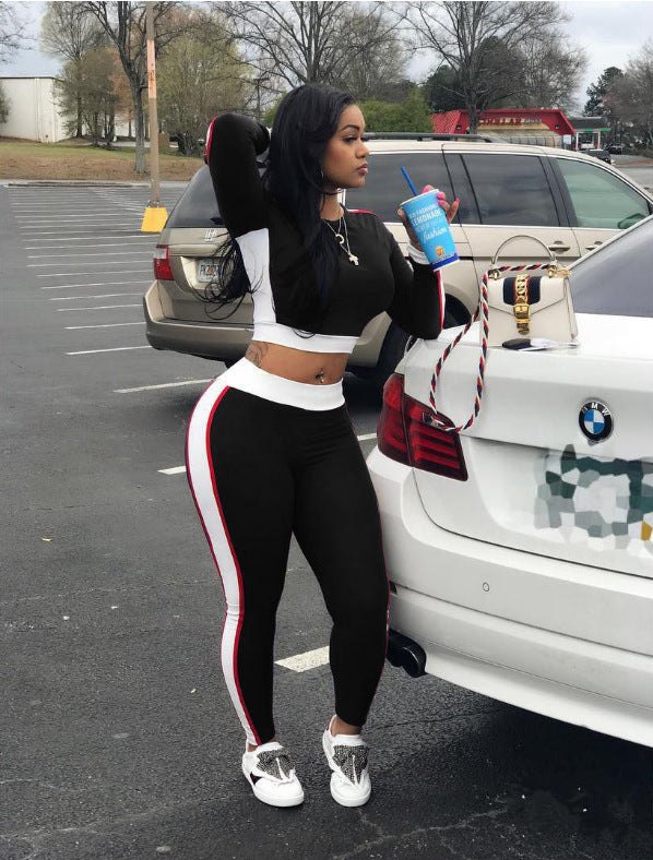 Hot sale big stripe sports suit