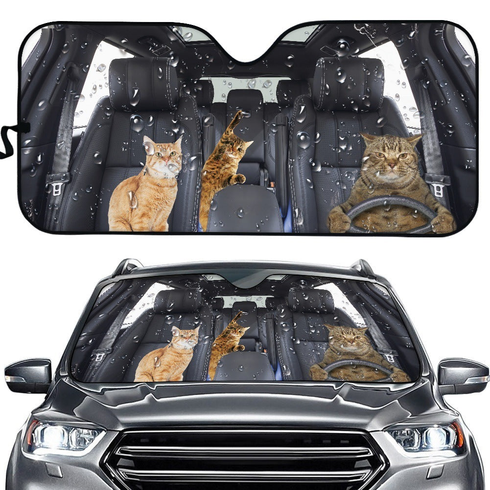 Creative Cute Pet Printing Car Sunscreen And Heat Insulation