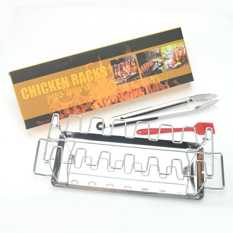 Stainless Steel Folding Portable Chicken Leg Rack Barbecue Tool Set BBQ Barbecue Barbecue Rack AuraRitmo