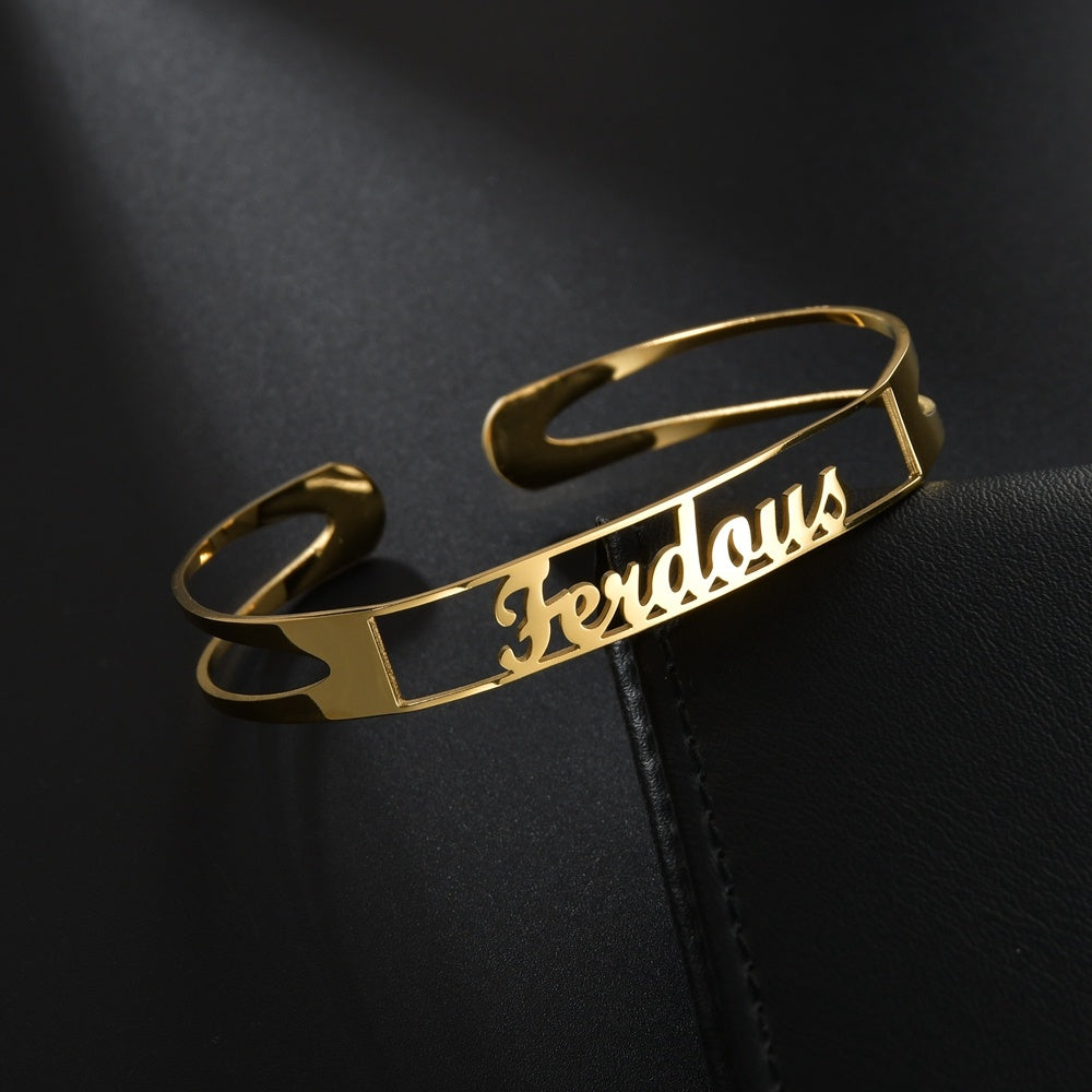 Customized Name Bracelet Personalized Custom Bangles Stainless Steel Jewelry AuraRitmo