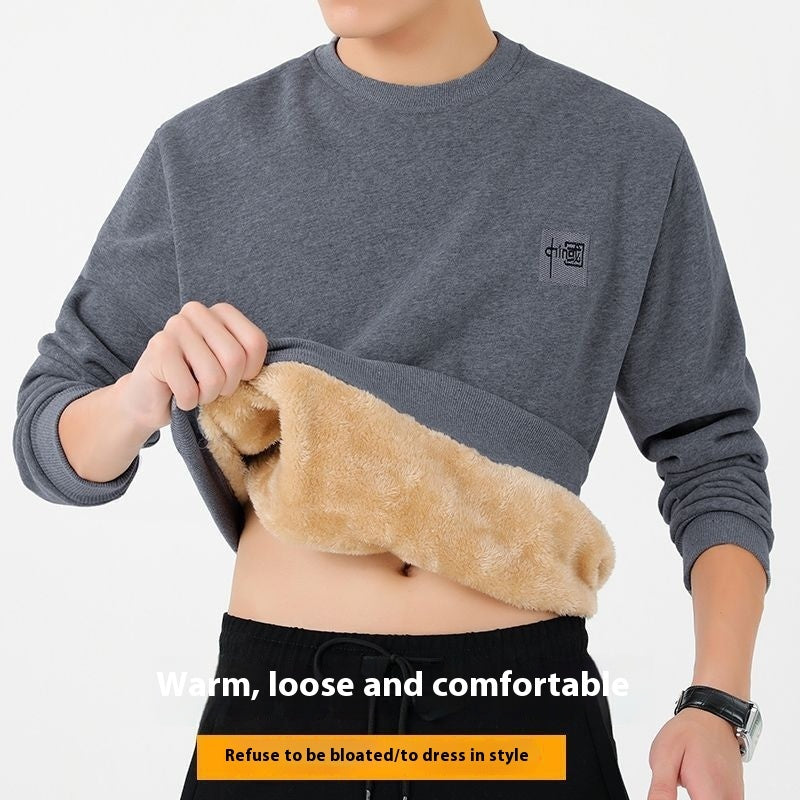 High Quality Fleece-lined Thick Lambskin Sweater Men