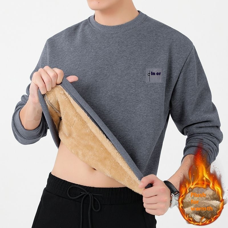 High Quality Fleece-lined Thick Lambskin Sweater Men