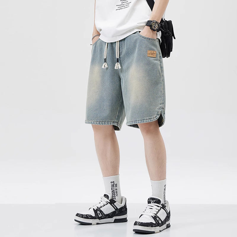 Men's Loose Casual Starry Sky Pattern Denim Shorts
