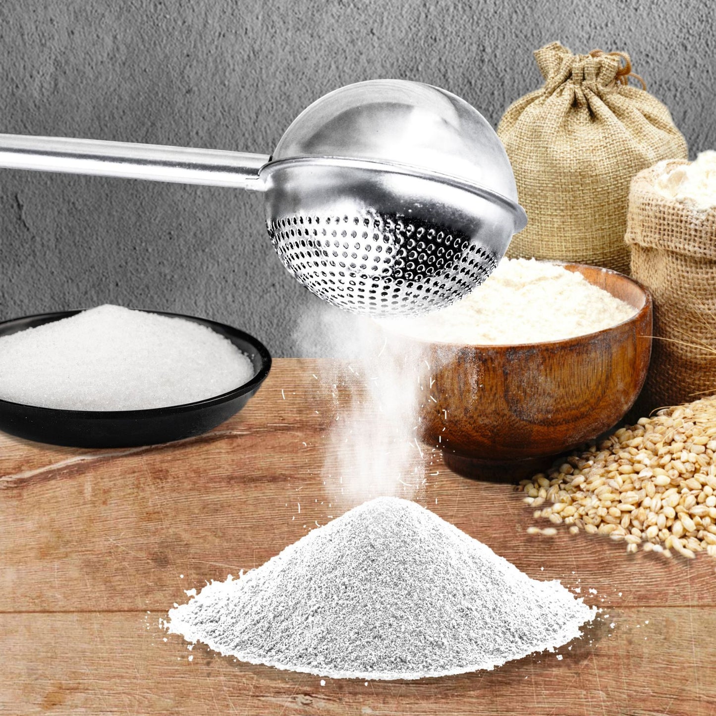 304 Stainless Steel Push Rod Tea Ball, Telescopic Half-Side Powder Spreader, Creative Sugar Sieve
