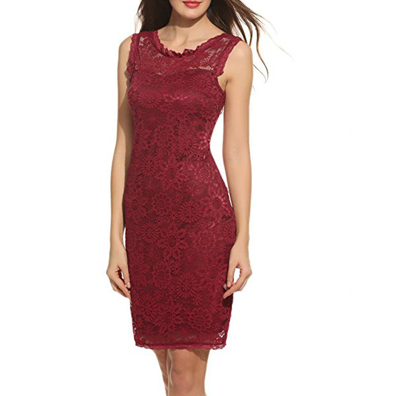 Aliex Hot Sale Lace Sleeveless Dress