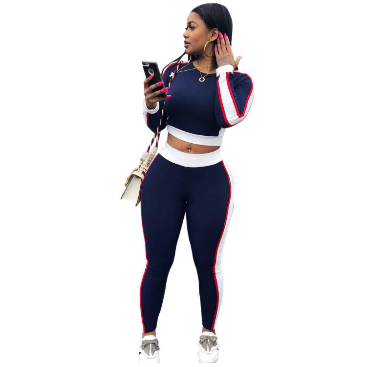 Hot sale big stripe sports suit