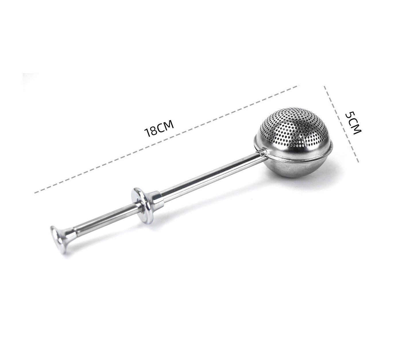 304 Stainless Steel Push Rod Tea Ball, Telescopic Half-Side Powder Spreader, Creative Sugar Sieve