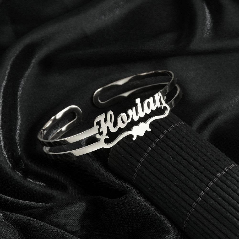 Customized Name Bracelet Personalized Custom Bangles Stainless Steel Jewelry AuraRitmo