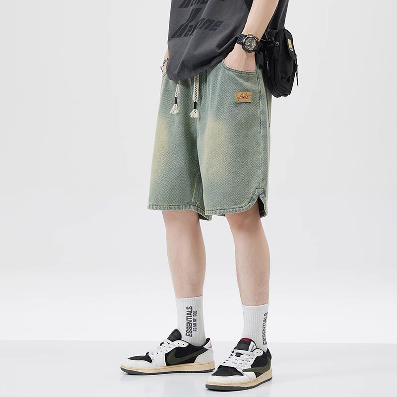 Men's Loose Casual Starry Sky Pattern Denim Shorts