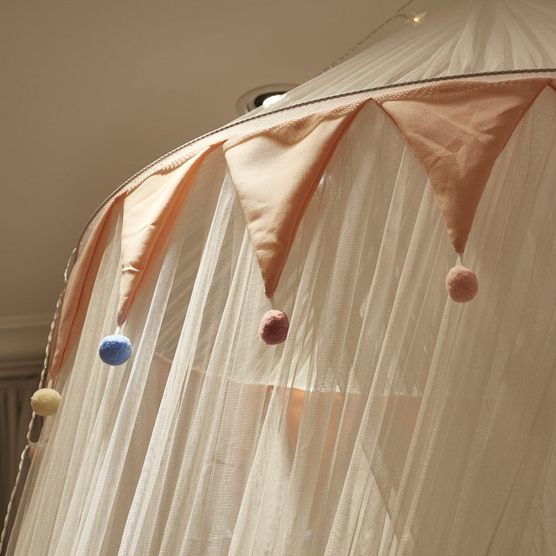 Triangular Ceiling Fur Ball Dome Ceiling Suction Top Mosquito Net Bed Curtain AuraRitmo