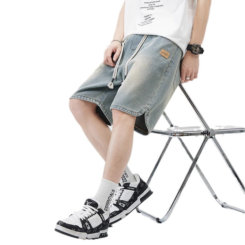 Men's Loose Casual Starry Sky Pattern Denim Shorts
