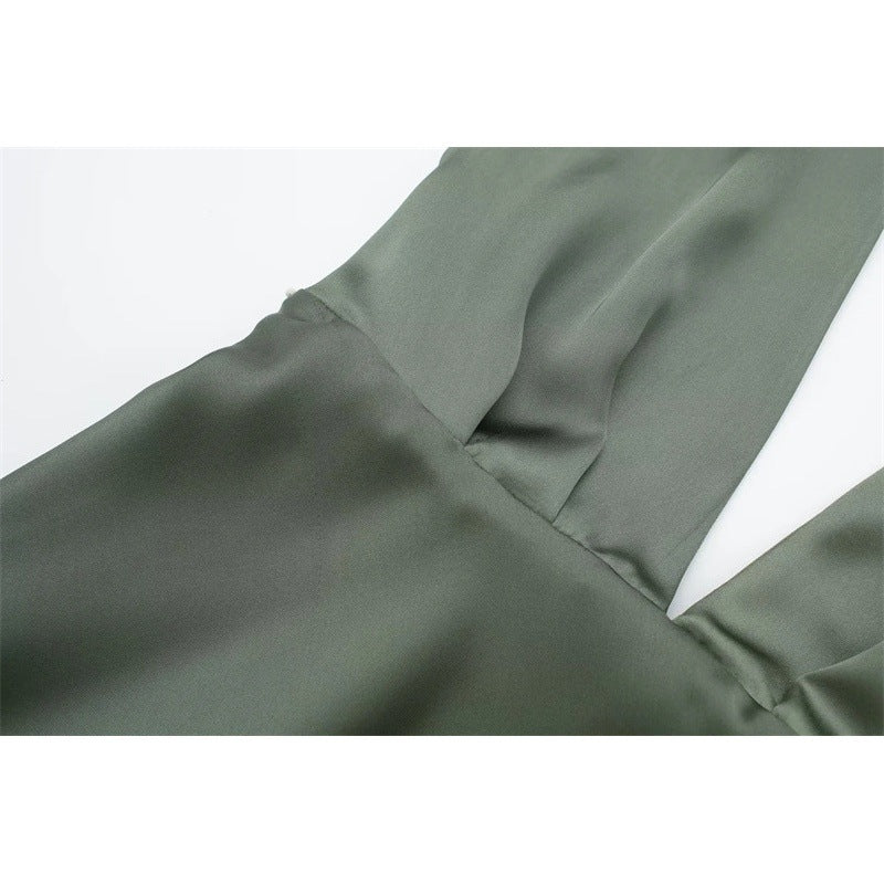 Women's Fashion Silk Satin Texture Mini Halter Dress
