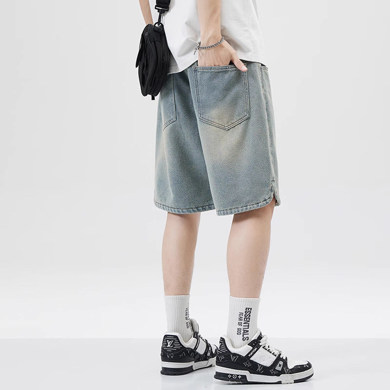 Men's Loose Casual Starry Sky Pattern Denim Shorts