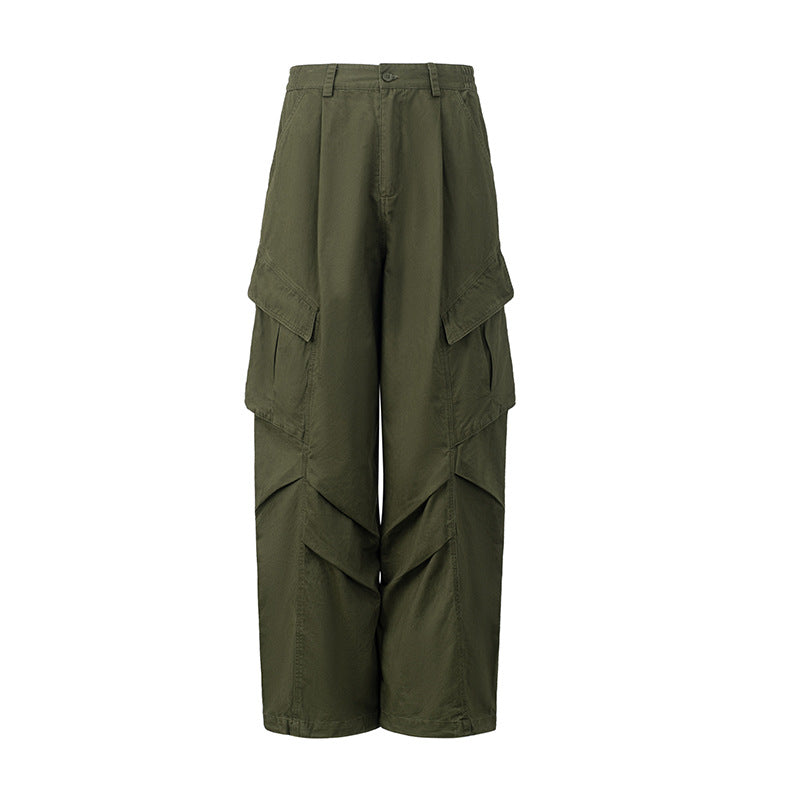 American Retro Loose Side Pocket Wide-leg Overalls