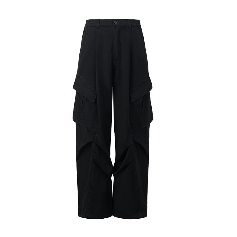 American Retro Loose Side Pocket Wide-leg Overalls
