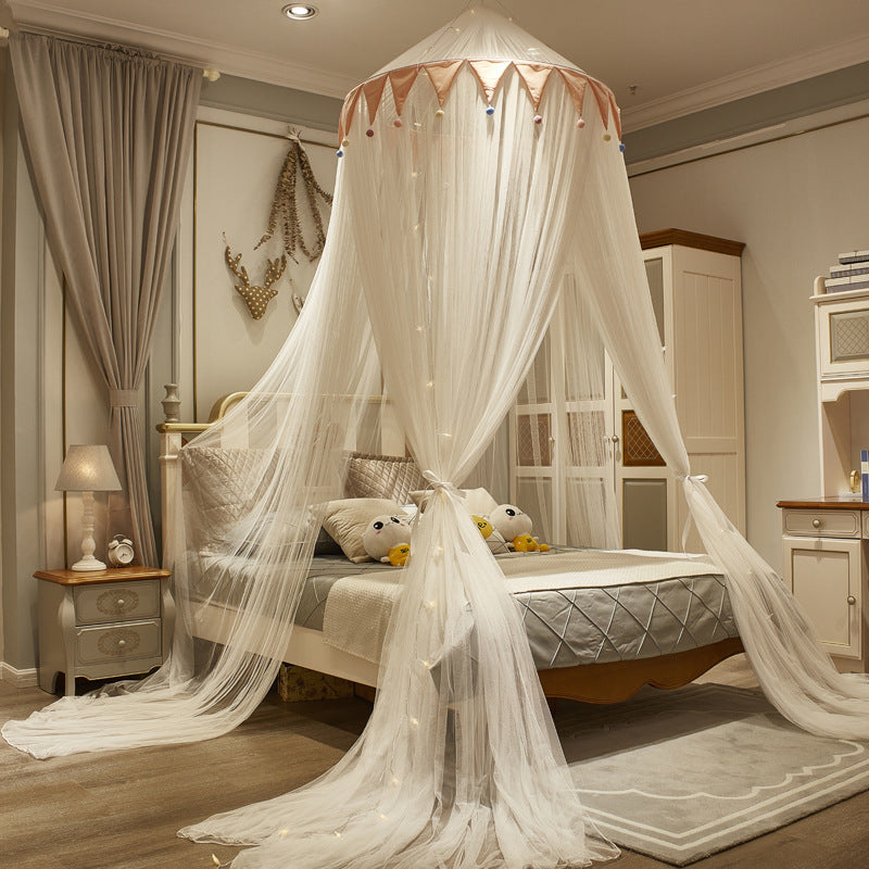 Triangular Ceiling Fur Ball Dome Ceiling Suction Top Mosquito Net Bed Curtain AuraRitmo