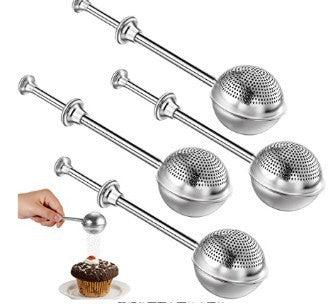 304 Stainless Steel Push Rod Tea Ball, Telescopic Half-Side Powder Spreader, Creative Sugar Sieve