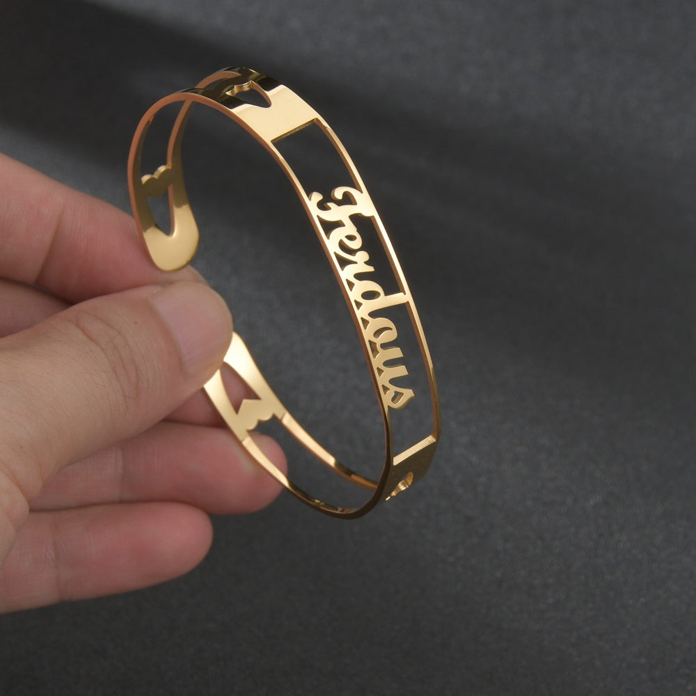 Customized Name Bracelet Personalized Custom Bangles Stainless Steel Jewelry AuraRitmo