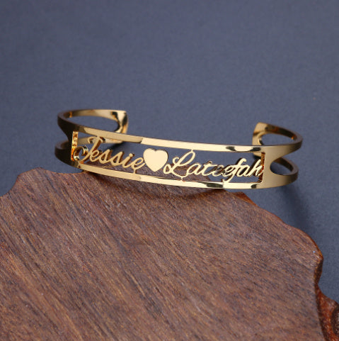 Customized Name Bracelet Personalized Custom Bangles Stainless Steel Jewelry AuraRitmo