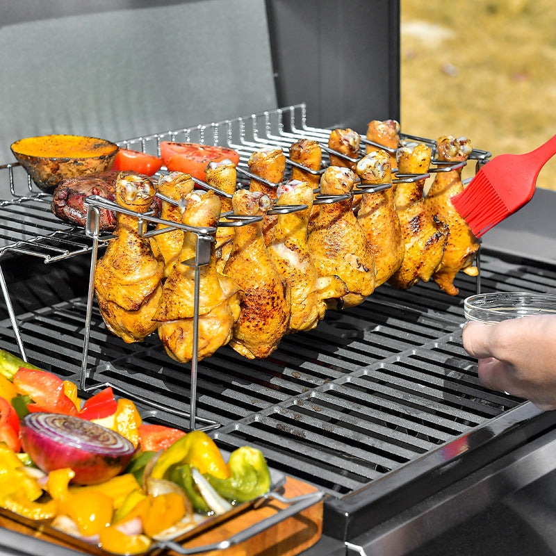 Stainless Steel Folding Portable Chicken Leg Rack Barbecue Tool Set BBQ Barbecue Barbecue Rack AuraRitmo