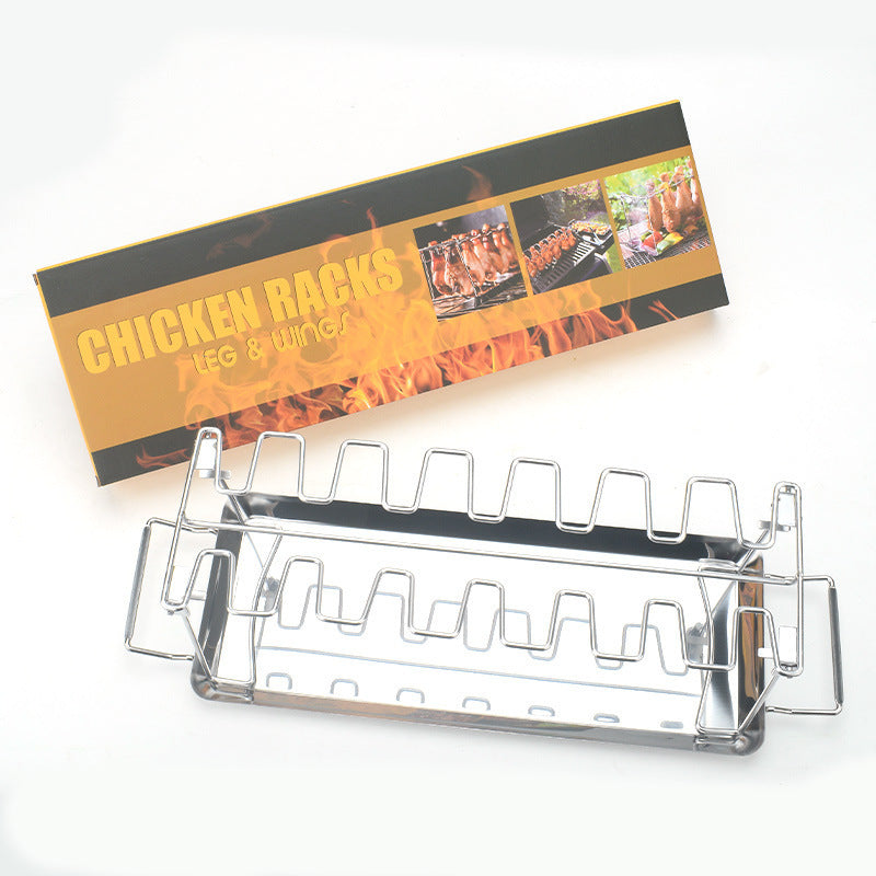 Stainless Steel Folding Portable Chicken Leg Rack Barbecue Tool Set BBQ Barbecue Barbecue Rack AuraRitmo