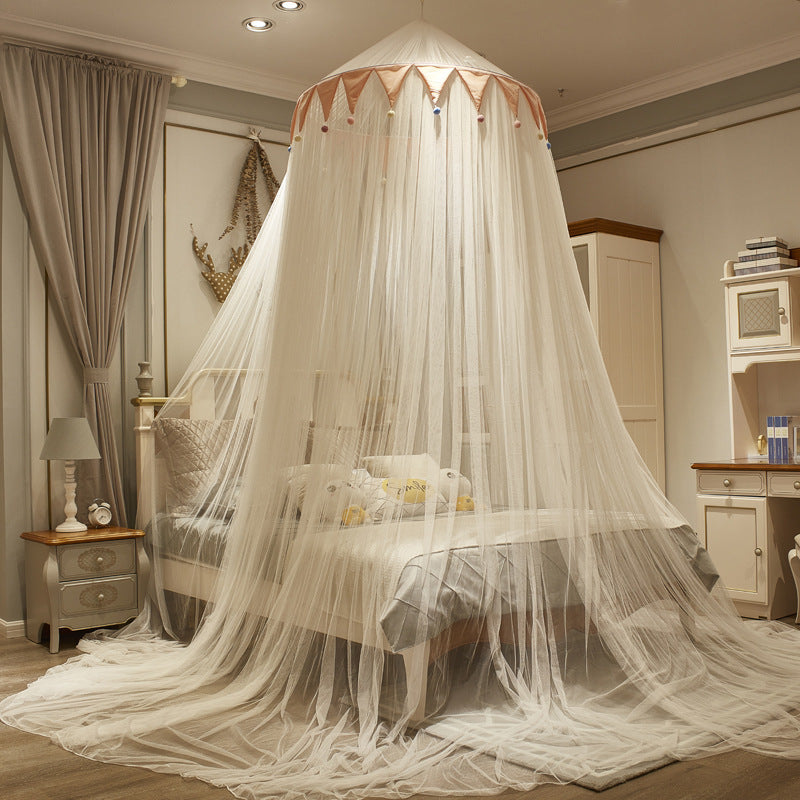 Triangular Ceiling Fur Ball Dome Ceiling Suction Top Mosquito Net Bed Curtain AuraRitmo