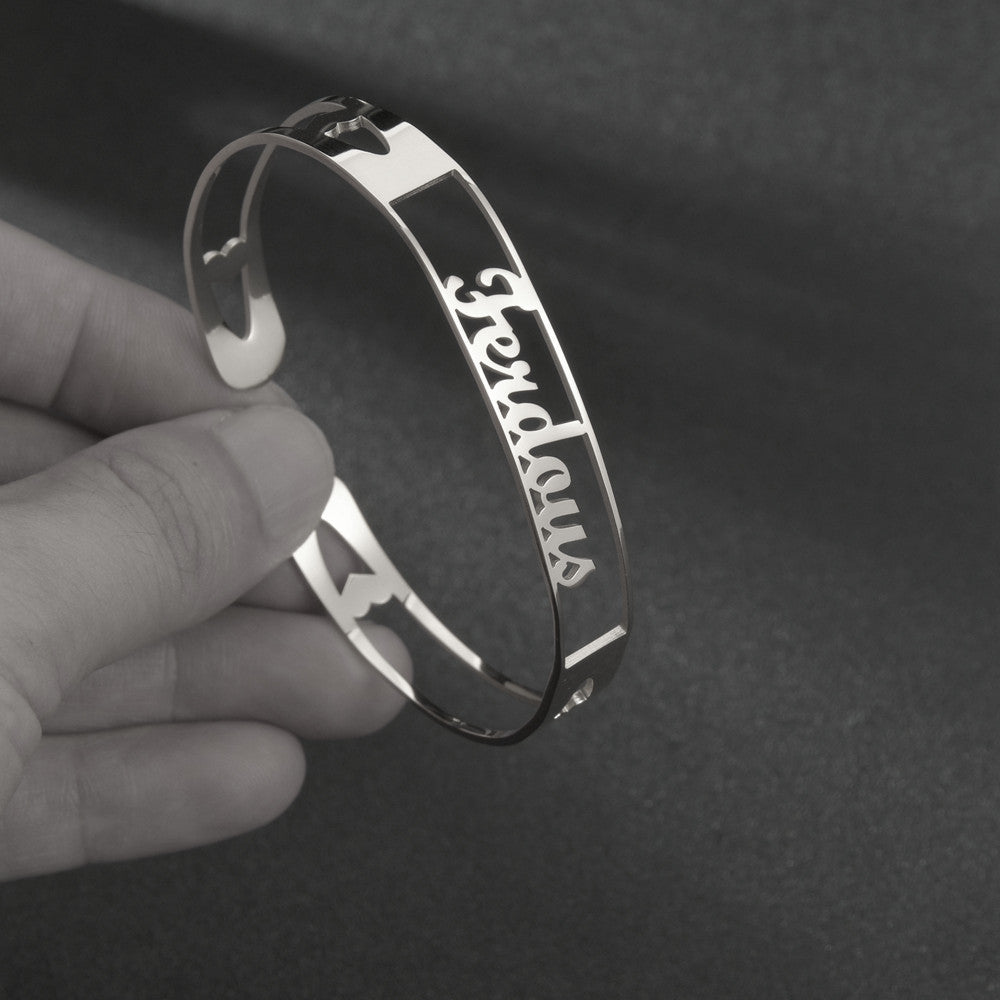 Customized Name Bracelet Personalized Custom Bangles Stainless Steel Jewelry AuraRitmo