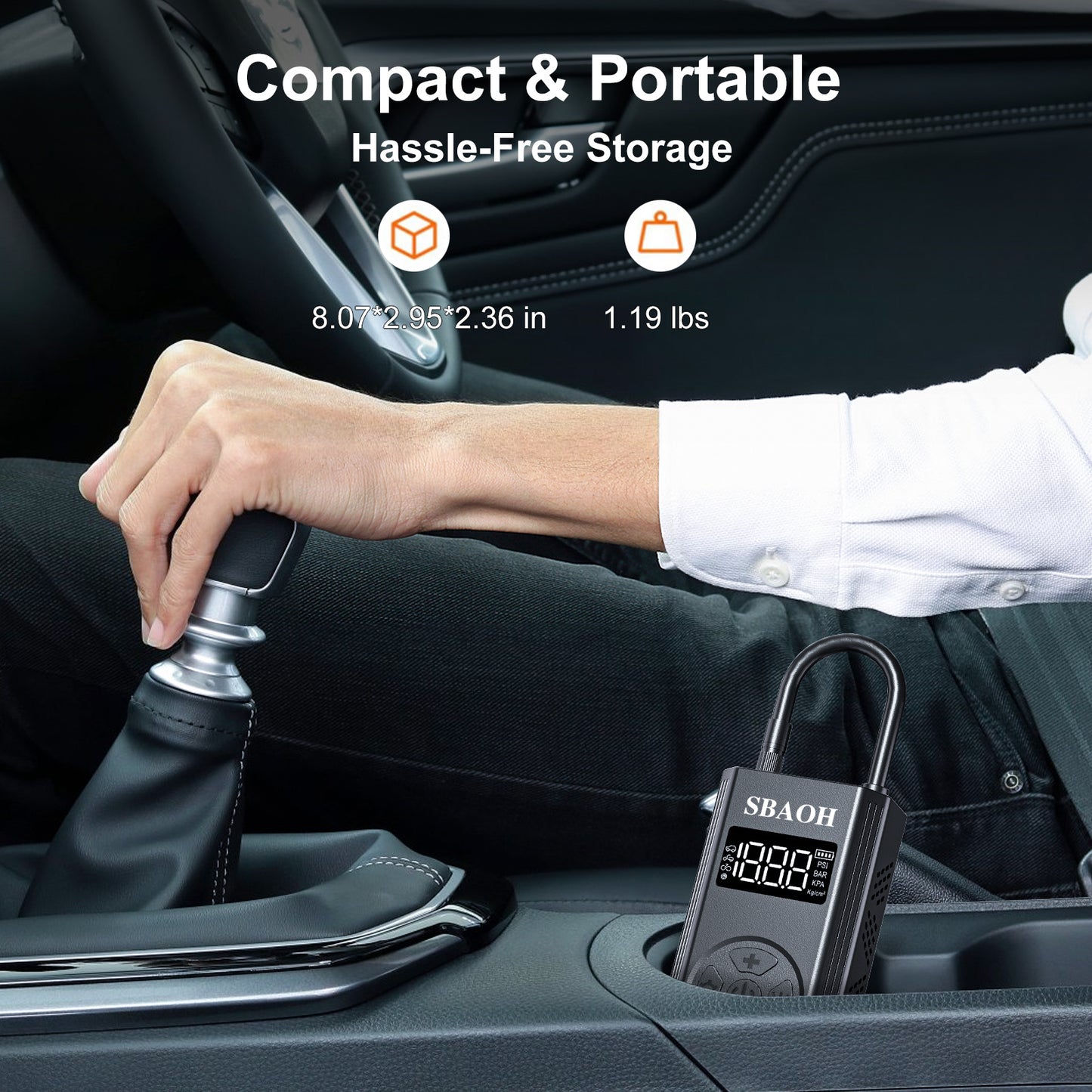 Wireless Tire Inflator Pumps Portable Air Compressor,5000mAh 150PSI Air Pumps USB-C LED Multitool Inflator For Moto Bike Car Tyre Balls