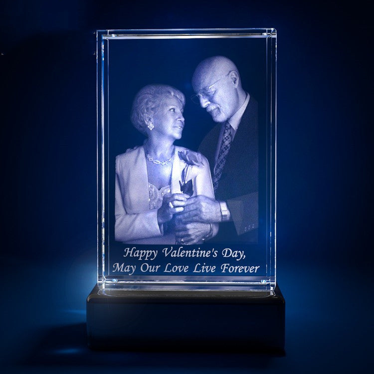 3D Laser Square Crystal Photo Frame With Love Custom Glass Cube AuraRitmo