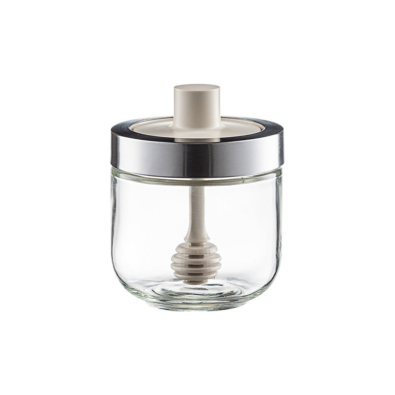 Household Kitchen Glass Spoon Cover Integrated Seasoning Jar