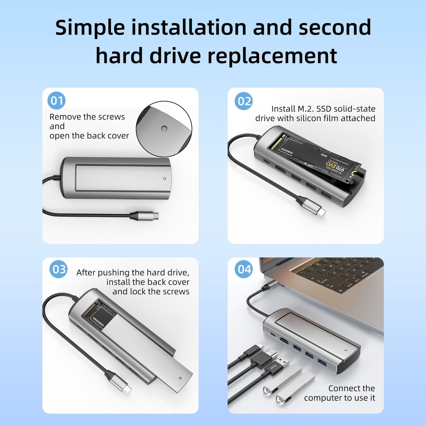 6in1 Typec Docking Station Usb Hub Expansion Interface 8in1 Hard Disk Box
