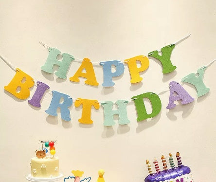 Happy Birthday Pull Flag Party Supplies Decoration Photo Props Scene Layout