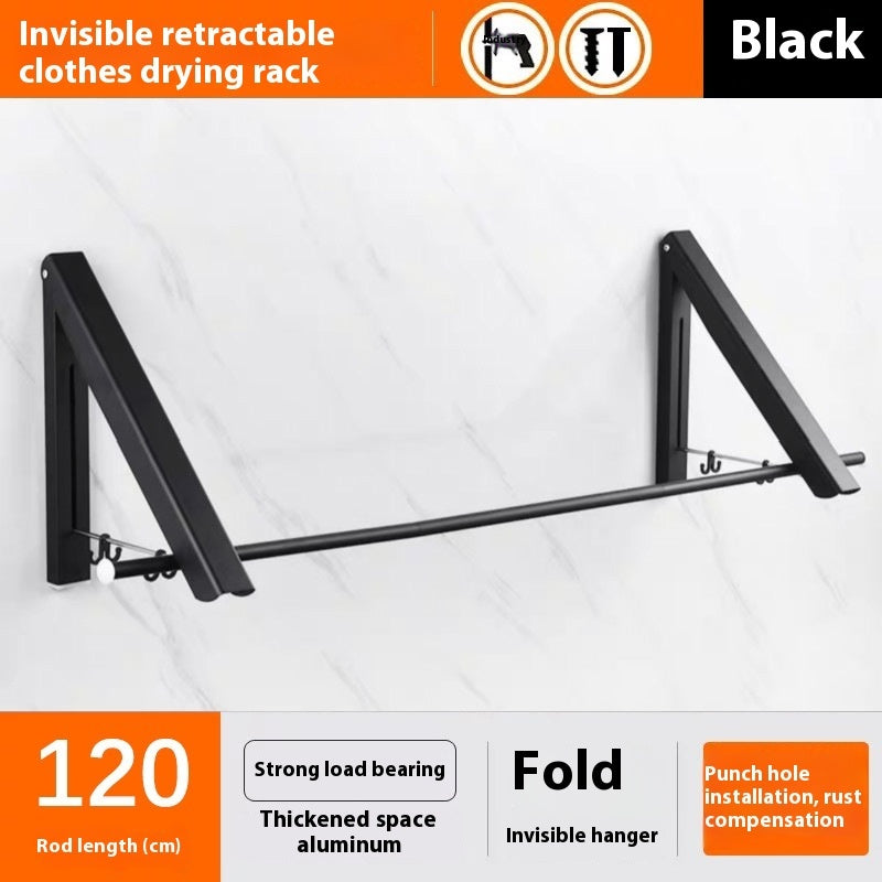 Punch-free Space Aluminum Foldable Invisible Folding Retractable Wall Hanger for Waterproof Hanging Underwear Coat Hanger AuraRitmo