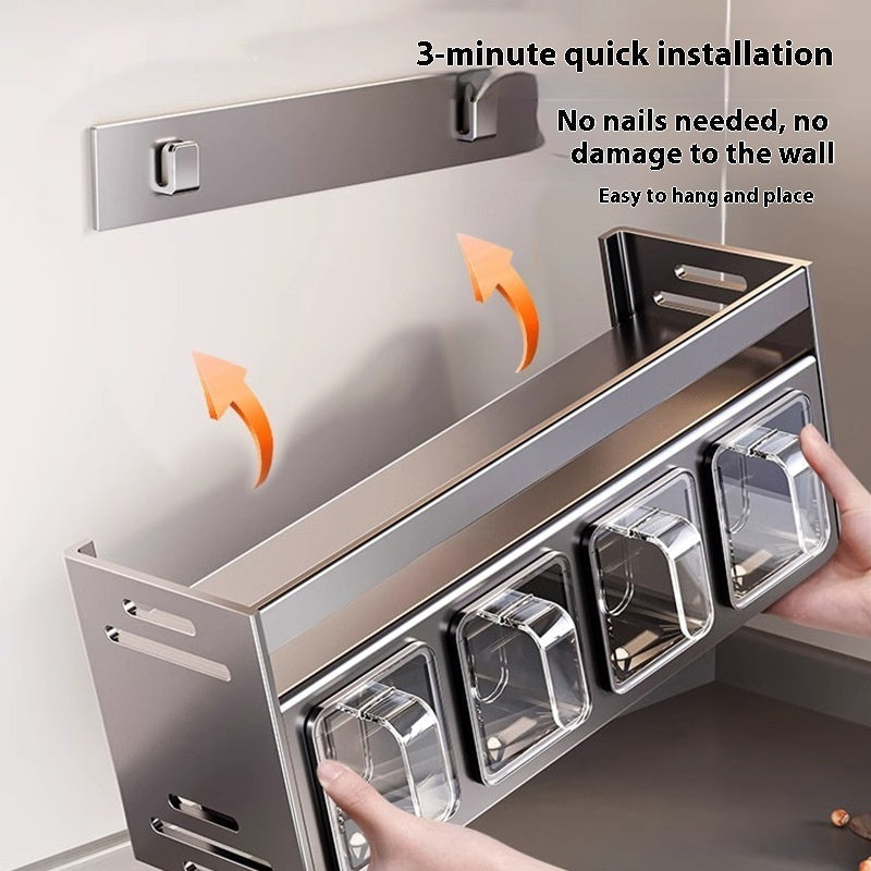 Punch-free Wall-mounted Multi-functional Kitchen Spice Rack AuraRitmo