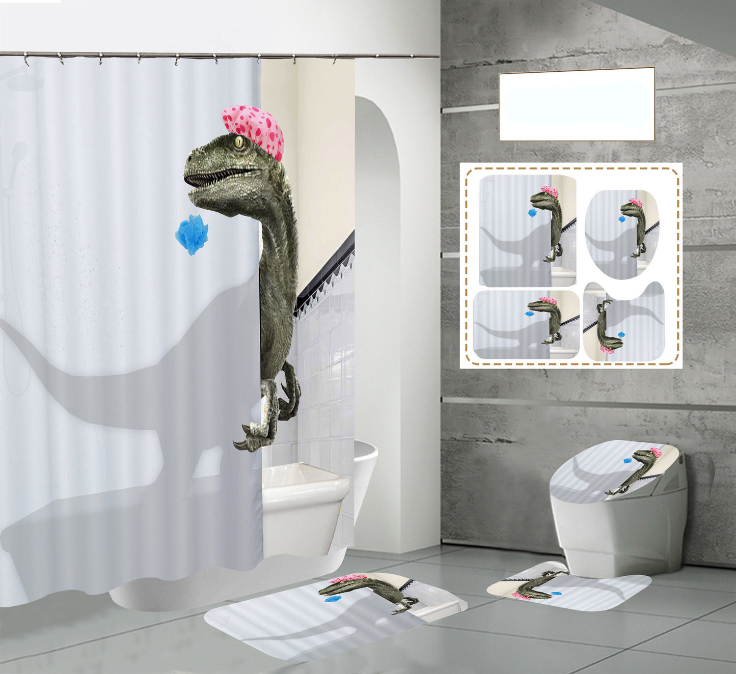 Digital Printing Waterproof Bath Curtain Polyester Bath Curtain