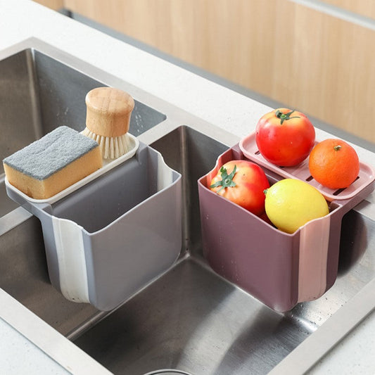 Side Wet Garbage Sink Strainer Drain Fruit Vegetable Drainer Basket Suction Cup Sponge Rack Storage Kitchen Tools Filter Shelf AuraRitmo