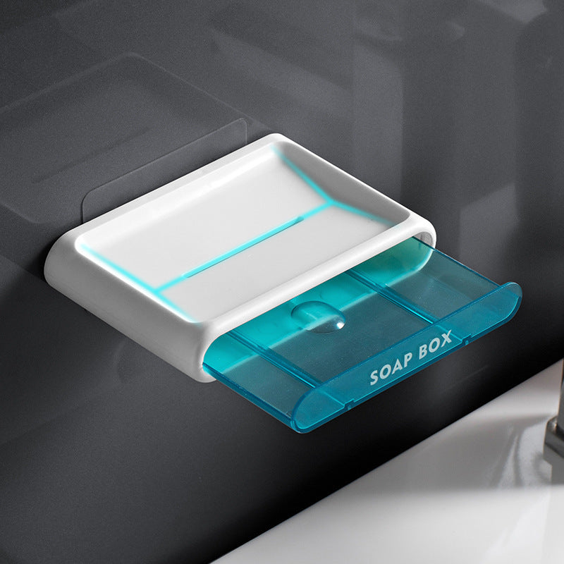 Creative Soap Box Double-Layer Drain Free Perforation Wall-Mounted Shelf